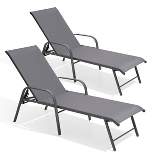 2pk Outdoor Aluminum Chaise Lounge Chairs with Armrests - Gray - Crestlive Products