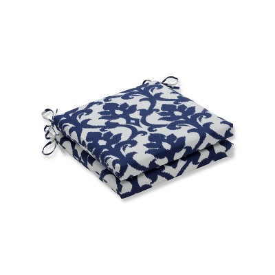 Basalto 2pc Indoor/Outdoor Squared Corners Seat Cushion - Navy - Pillow Perfect