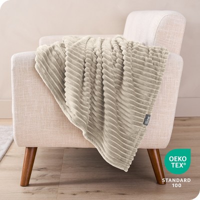 Ultra-Soft Ribbed Oyster Microplush Fleece Throw Blanket