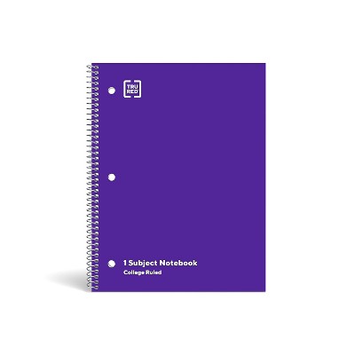 Staples 1 Subject Notebook College Ruled 8" x 10-1/2" Purple 1484083