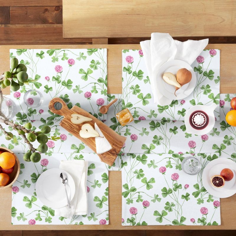 Martha Stewart Clover Meadow Placemat Set 4-Pack, St. Patrick's Day, White/Green, 13"x17.5", 5 of 6