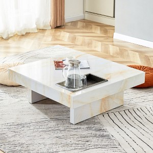 Vynxaria A modern and practical coffee table with imitation marble patterns, made of metal material - 1 of 4
