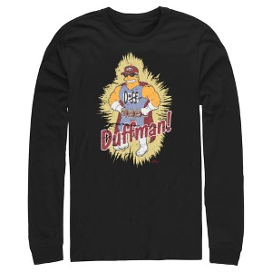 Men's The Simpsons Distressed Duffman Portrait Long Sleeve Shirt - 1 of 4