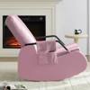 Mjkone Upholstered Corduroy Rocking Chair with Wooden Legs Wrapped in Leather&Adjustable Footrest - 4 of 4