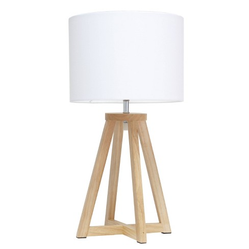 Natural Wood Interlocked Triangular Table Lamp with Fabric Shade White - Simple Designs - image 1 of 4