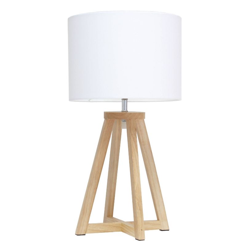 Natural Wood Interlocked Triangular Table Lamp with Fabric Shade - Simple Designs, 1 of 9