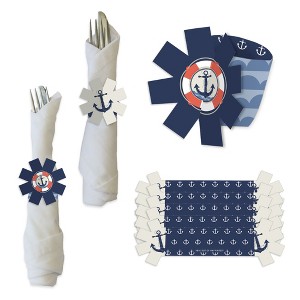 Big Dot of Happiness Ahoy - Nautical - Baby Shower or Birthday Party Paper Napkin Holder - Napkin Rings - Set of 24 - 1 of 4