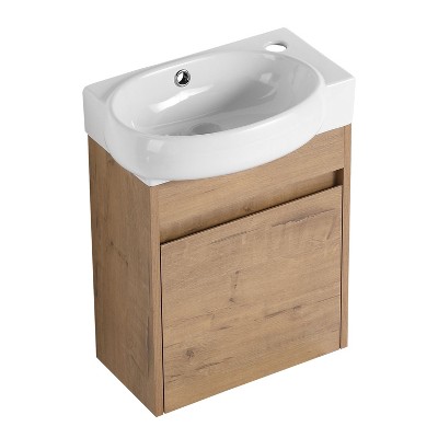 NicBex 16.8" Bathroom Vanity with Sink, Wall Mounted Bathroom Sink Cabinet, 1 Soft-Closing Cabinet Door for Bathroom
