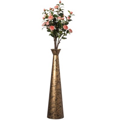 Gold Weathered Metal Decorative Floor Vase Set of 3