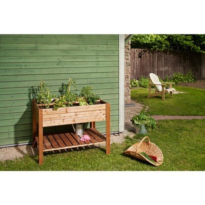 Spruce Pine Elevated Brown Raised Garden Bed with Shelf