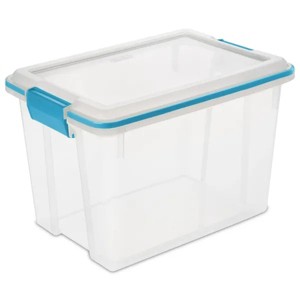 Racxily 6 Pack 20 Quart Gasket Box, Weather-Resistant Clear Storage Bin with Lid, Blue - 1 of 3