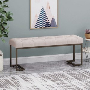 PAGED 50 Inch Storage Ottoman Bench Modern Leather Bench with Button Tufted Cushion for Living Room, Bedroom, Entryway - 1 of 4