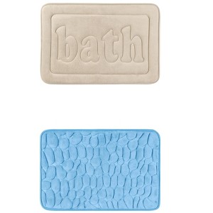 Unique Bargains 2Pcs Memory Foam Water Absorbent Quick Dry Non-Skid Bottom Soft Bathroom Rugs - 1 of 4