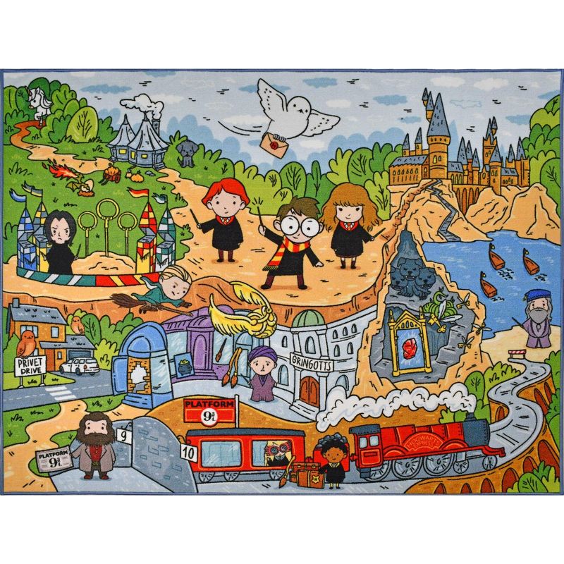 KC CUBS | Harry Potter Wizarding World Boy & Girl Kids Adventure Activity Educational Learning & Game Nursery Bedroom Classroom Rug, 1 of 11