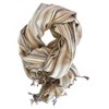 HomeRoots 39" X 71" Beige and Pink Cotton Striped Turkish Towel Throw Blanket with Tassels - 4 of 4