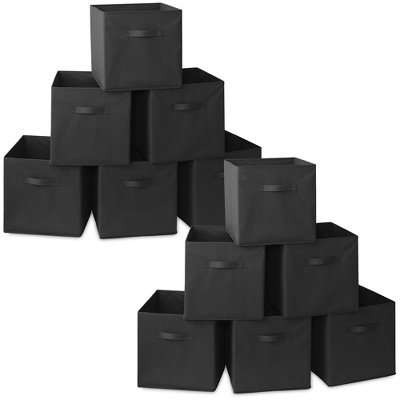 Casafield Set Of 12 Collapsible Fabric Storage Cube Bins, Black - 13 ...