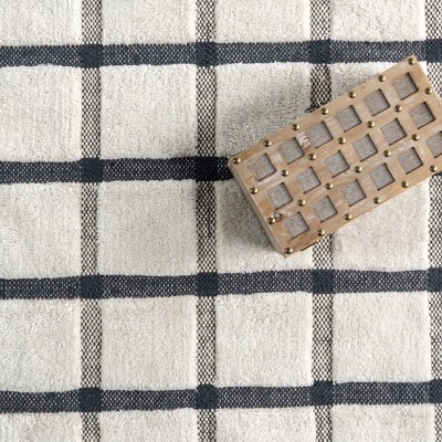 Ivory and Gray Handwoven Wool Rectangular 4' x 6' Area Rug