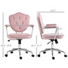 NicBex Adjustable Height Velvet Button Tufted Home Office Chair with Padded Armrests and Wheels for Work Study Vanity - 3 of 4