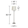360 Lighting Chandelier Floor Lamp 62.5" Tall Satin Steel Chrome Crystals Creme Fabric Drum Shade for Living Room Reading Bedroom Office - 4 of 4