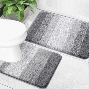 Attop Bathroom Rug Set 2 Piece, Soft Absorbent Microfiber Bath Mats and U-Shaped Contour Toilet Rug, Non-Slip - 1 of 4