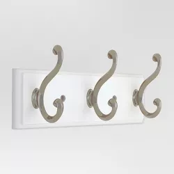 10" 3-scroll Hook Rack - White/Satin Nickel - Threshold™