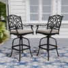 Mondawe Bar Chair Cast Aluminum Outdoor High Back Stool Chair with Cushion (Set of 2) - 2 of 4
