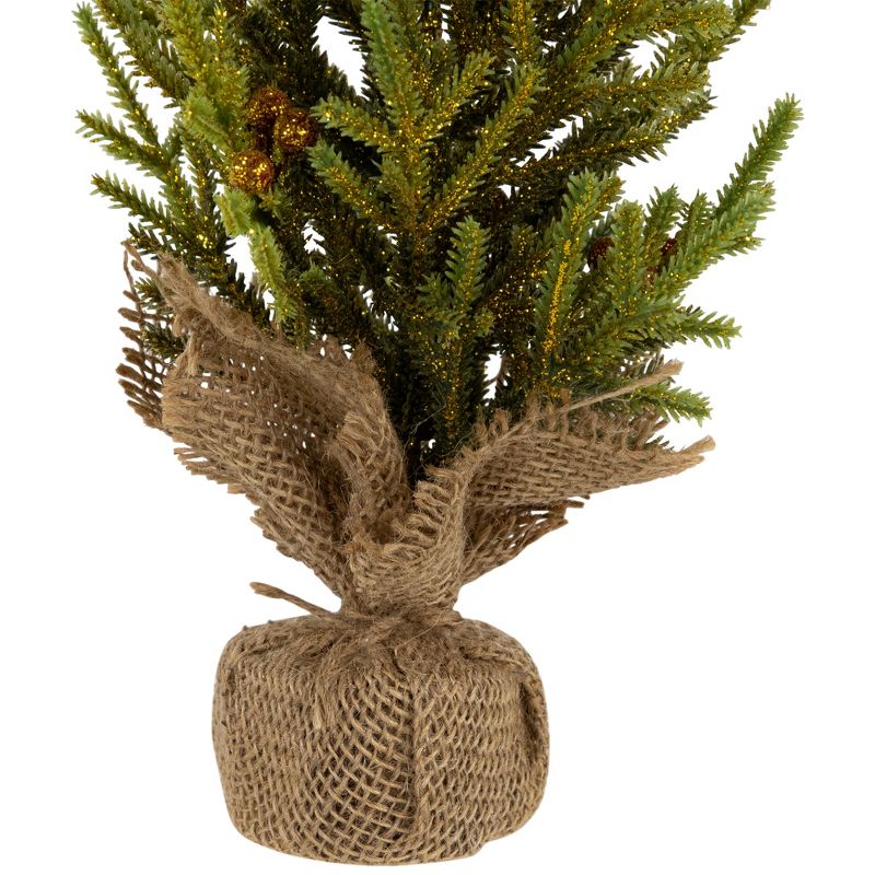 Northlight Mini Pine with Berries Artificial Christmas Tree in Burlap Base - 12" - Unlit, 5 of 6