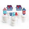 Big Dot of Happiness Firecracker 4th of July - Dessert Cupcake Toppers - Red, White and Royal Blue Party Clear Treat Picks - Set of 24 - 2 of 4