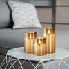 Itopfox Glass Battery Operated LED Flameless Candles with Remote Timer Real Wax Flickering Warm Light for Home Party Decor 3 Piece Gold D3in H4in - 4 of 4