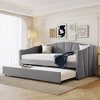 Whisen Twin Size Velvet Upholstered Daybed with Storage Drawers and Shell-Shaped Backrest - 2 of 4