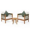Christopher Knight Home Clifton 3 Piece Patio Rustic Acacia and Rope Slat Design Seating Set with Cushion - 2 of 4
