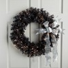 Northlight Pre-Lit Artificial Halloween Tinsel Wreath - 24" - Black - Clear Lights - 2 of 4