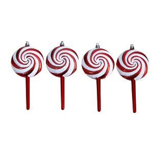 Nearly Natural 7-in Candy Cane Lollipop Holiday Deluxe Christmas Shatterproof Ornament Set of 4 - 1 of 3
