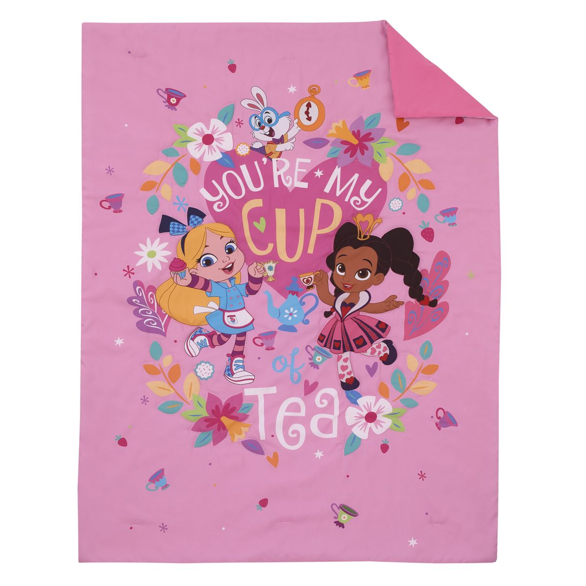 Disney Alice's Wonderland Bakery Tea Party Pink and Purple 4 Piece Toddler Bed Set - thumbnail 2