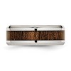 Black Bow Jewelry Men's 8mm Stainless Steel Koa Wood & Enamel Beveled Standard Fit Band - 3 of 4