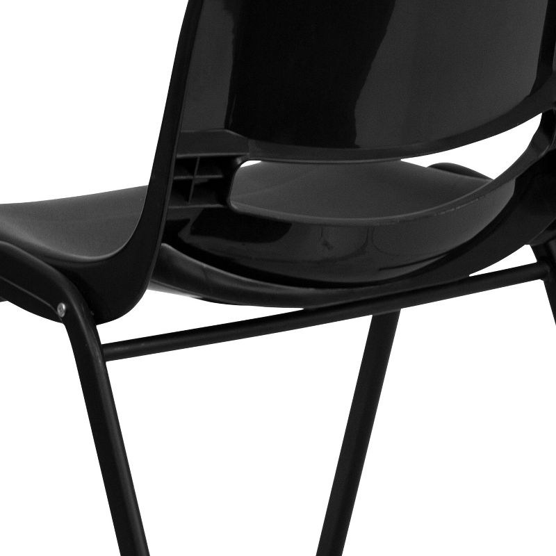 Emma and Oliver Kid's Black Ergonomic Shell Stack Chair - Black Frame and 14"H Seat, 5 of 11