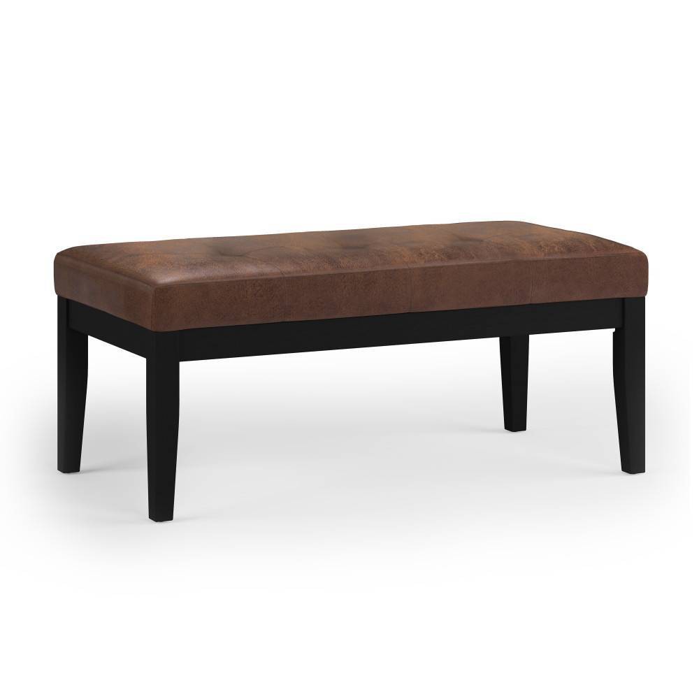 Photos - Pouffe / Bench 43" Abbey Tufted Ottoman Benches Distressed Chestnut Brown - WyndenHall