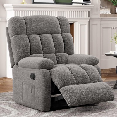 Bencmate Sofas Upholstered Rocker Recliner Sofas with Side Pocket, Ergonomic 110°-160°Adjustable Recliner Sofas, Gray,39"*36"*46