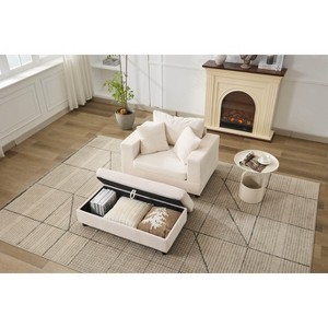 Racxily Chaise Lounge Armchair with Removable Storage Ottoman Accent Sofa Bed Upholstered Sleeper Couch Bed with Pillows - 1 of 4