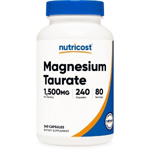 Nutricost Magnesium Taurate (1,500mg) 240 Capsules - Gluten Free, GMO-Free, Vegan, 80 Servings - 1 of 4