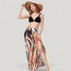 Anna-Kaci Swim Women's Three-Piece Swimsuit Set with Bikini Top High Waist Bottom and Sheer Abstract Print Wide Leg Pants - 3 of 4