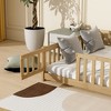 Whisen Twin Bed & Rubber Wood Floor Bed with Fence without Door, Multi - Functional Floor Bed for Kids' Sleep & Play - 4 of 4