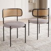 Okak Set of 2/4 Upholstered Rattan Back Round Dining Chair with Metal Legs,Armless Accent Dining Chairs for Dining Room,Kitchen - 2 of 4