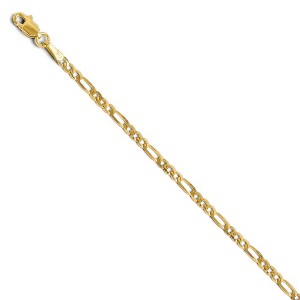 Black Bow Jewelry 2.75mm 14k Yellow Gold Solid Flat Figaro Chain Bracelet & Anklet - 1 of 4