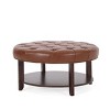 CAVINAS Modern Round PU Leather Ottoman Bench with Storage Shelf,Upholstered Wooden Storage Ottoman for Living Room - 4 of 4