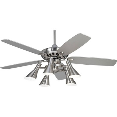 52" Casa Vieja Retro Indoor Ceiling Fan with Light Kit LED Dimmable Remote Brushed Nickel Silver 5-Light for Living Room Kitchen Bedroom