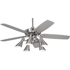 52" Casa Vieja Retro Indoor Ceiling Fan with Light Kit LED Dimmable Remote Brushed Nickel Silver 5-Light for Living Room Kitchen Bedroom - 1 of 4