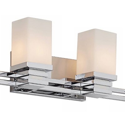 Chrome 52" Modern Wall Light with Opal Glass Shades