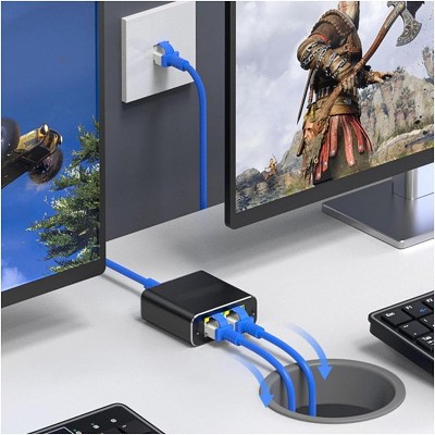 High Speed Ethernet Splitter - Connect Two Devices Simultaneously - 1000Mbps RJ45 Splitter Adapter - Black