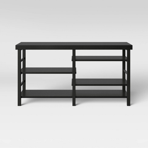 Adjustable Storage Tv Stand For Tvs Up To 50 Black Wood Grain Finish -  Room Essentials™ : Target